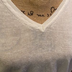 J. Crew white linen V neck sweater with side buttons size small